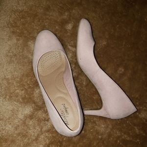 Blush suede heels